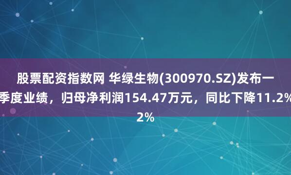股票配资指数网 华绿生物(300970.SZ)发布一季度业绩，归母净利润154.47万元，同比下降11.2%